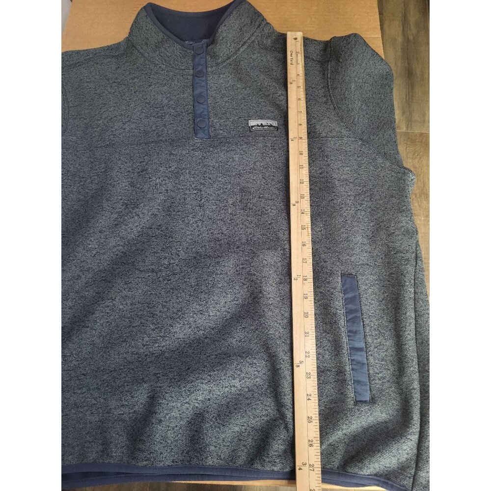 Eddie Bauer Sweater Mens XL Heather Navy Blue Fleece 1/4 Snap Pullover Outdoor - Picture 6 of 8